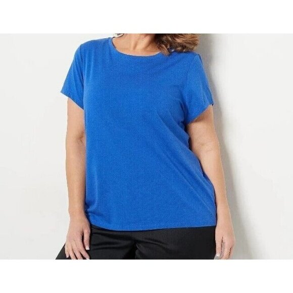 J Jason Wu Short Sleeve Knit Crew Neck Tee Bright Blue Medium - Picture 1 of 1